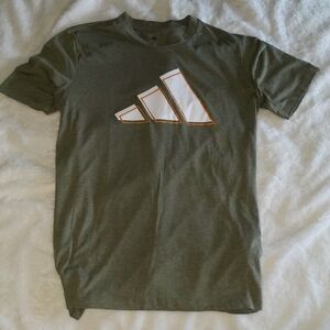 Adidas Men's Khaki Green Tee with White Logo